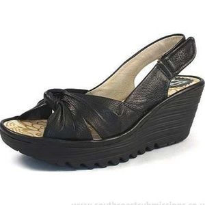 Fly London Yman Wedge Sandal in Black